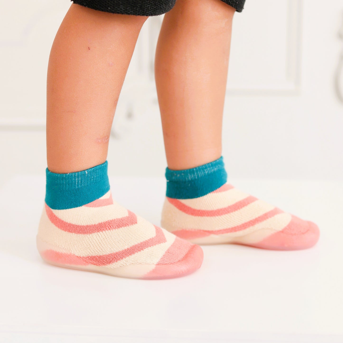 Scarpe calzino per bambini (zebra / rosa - blu acqua)