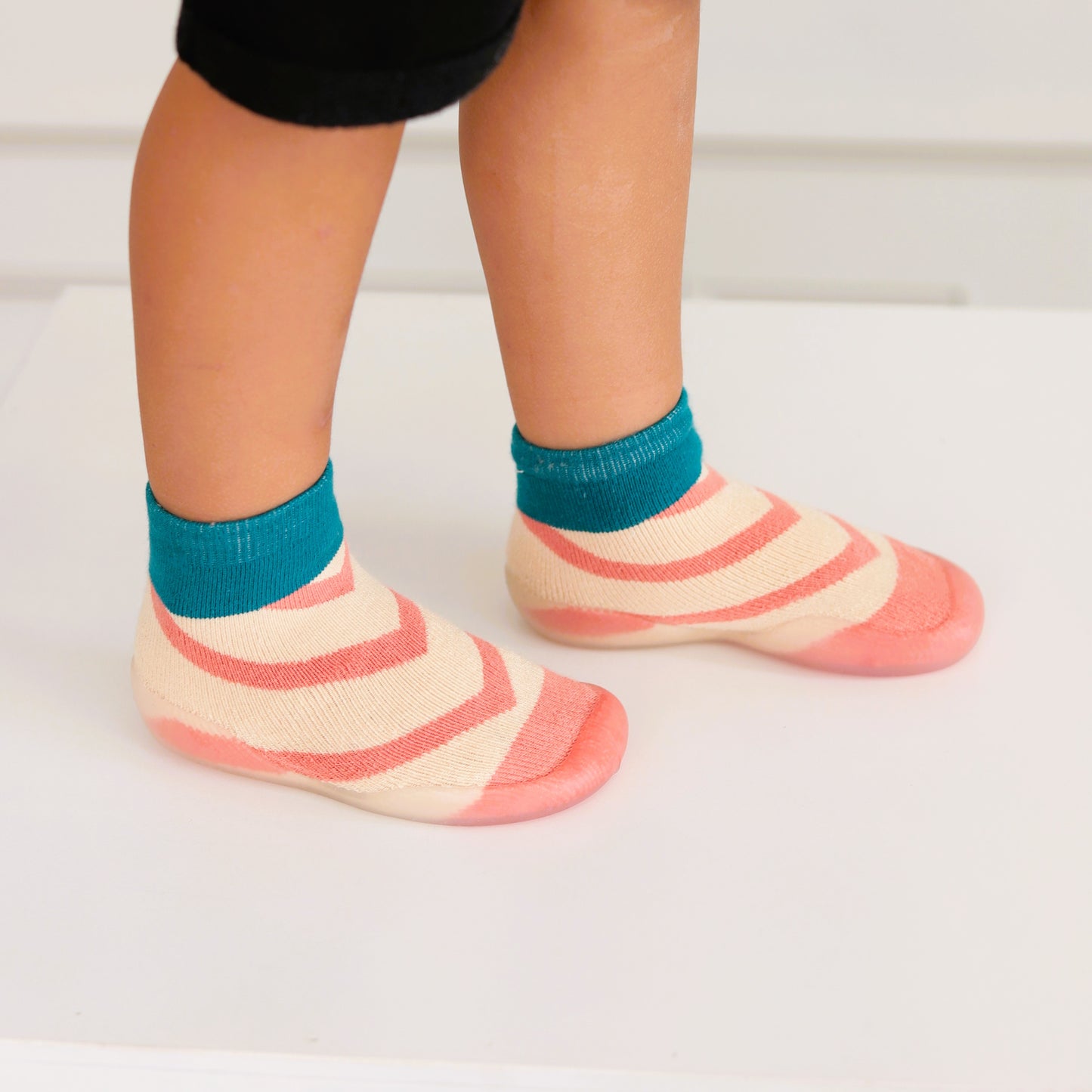 Scarpe calzino per bambini (zebra / rosa - blu acqua)