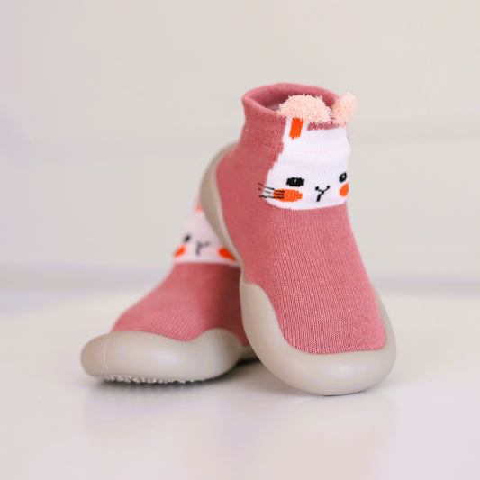 Kinder- Sockenschuhe (Rosa-Häschen)