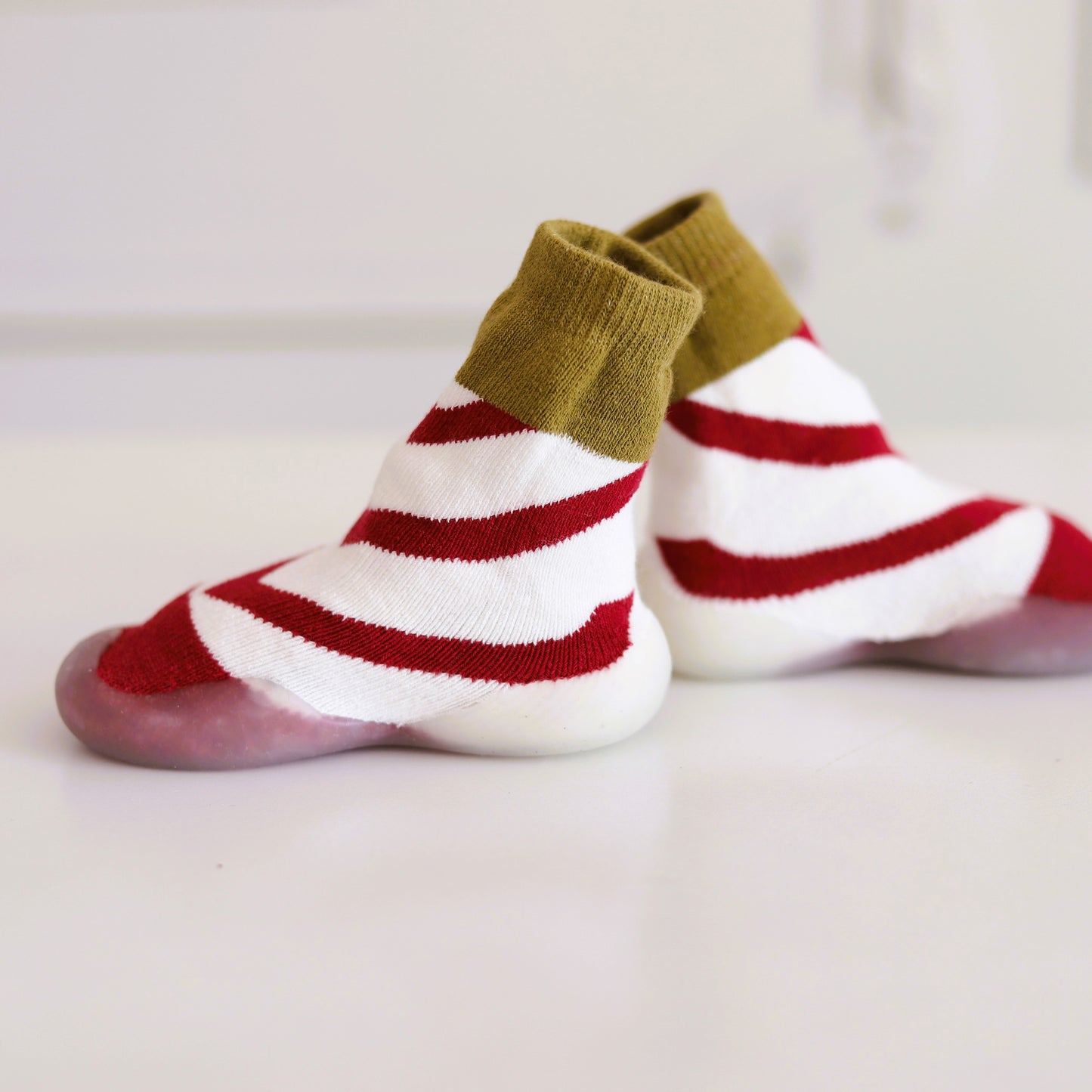 Scarpe calzino per bambini (zebra / bordeaux-verde oliva)