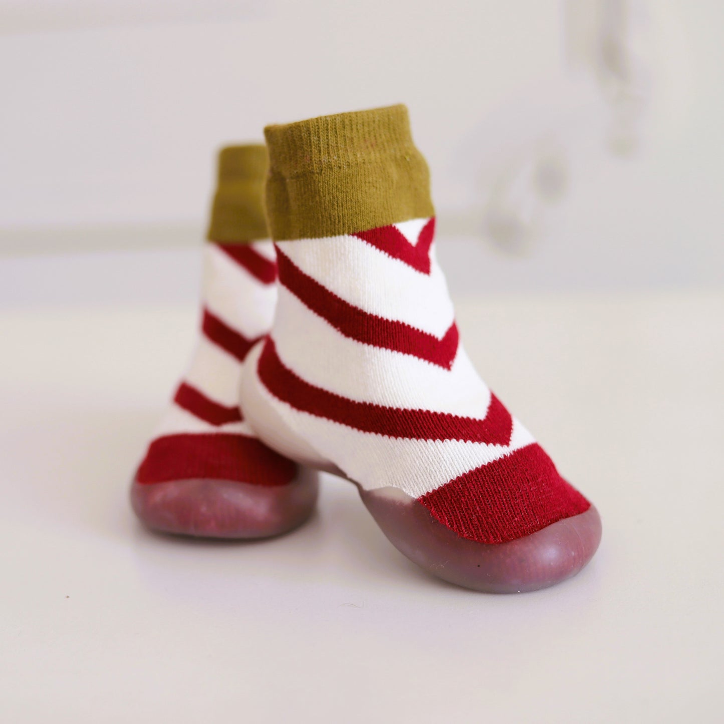 Scarpe calzino per bambini (zebra / bordeaux-verde oliva)