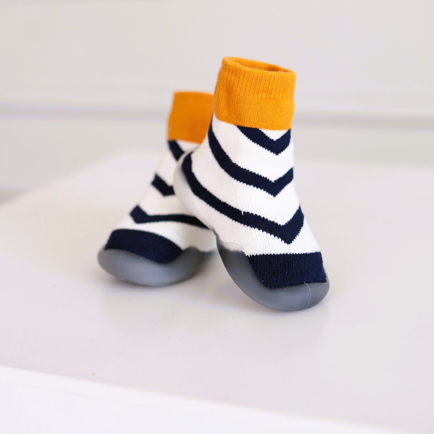 Sockskor för barn (zebra / marinblå - guld)